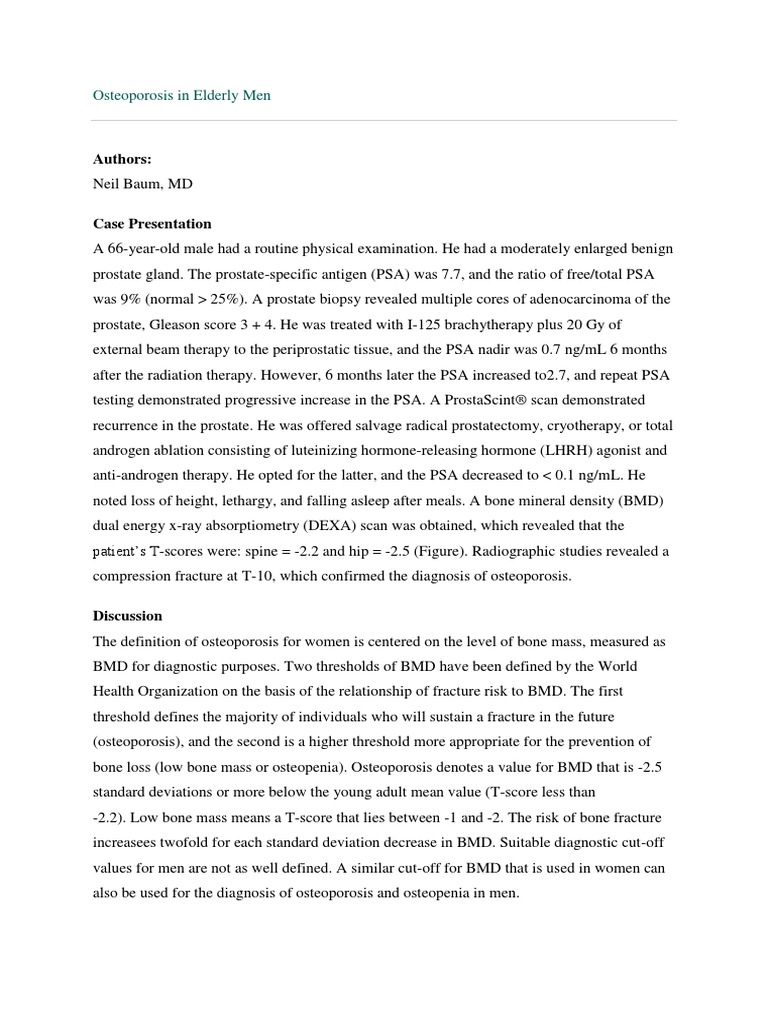 Osteoporosis in Elderly Men | PDF | Osteoporosis | Prostate Specific ...