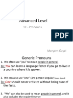 Advanced Level 1C Pronouns Presentation