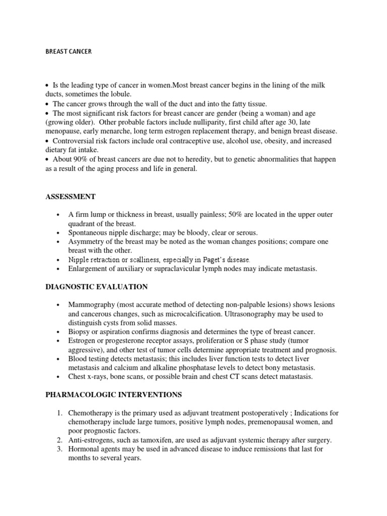 Breast Cancer Overview and Management | PDF | Colorectal Cancer ...