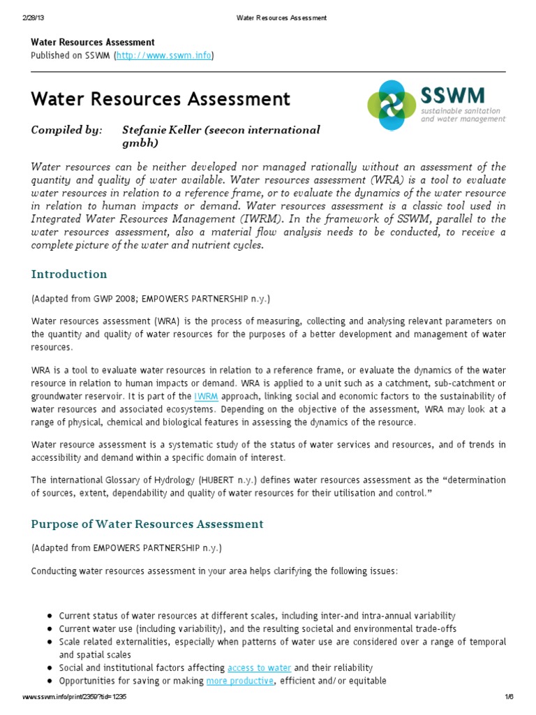 Water Resources Assessment Overview | PDF | Water Resources | Water Use