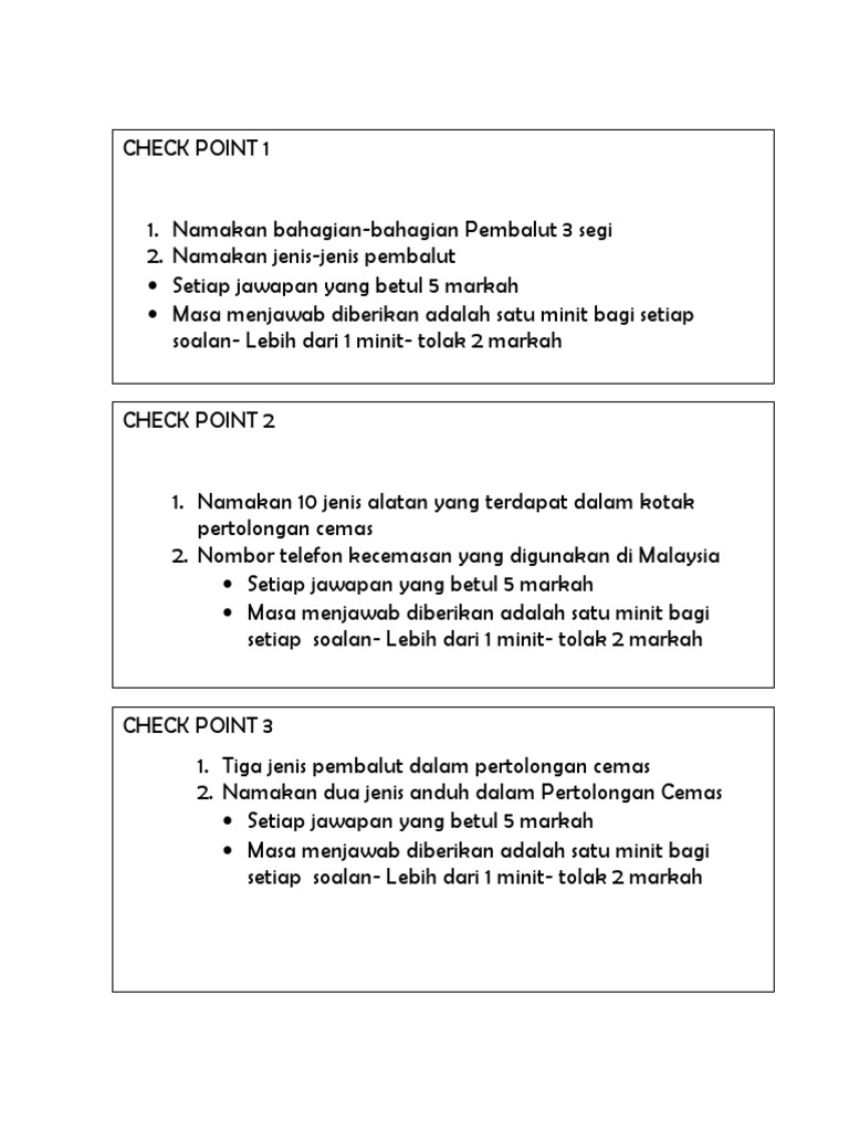 Soalan Dan Jawapan Pertolongan Cemas - Bca Contoh