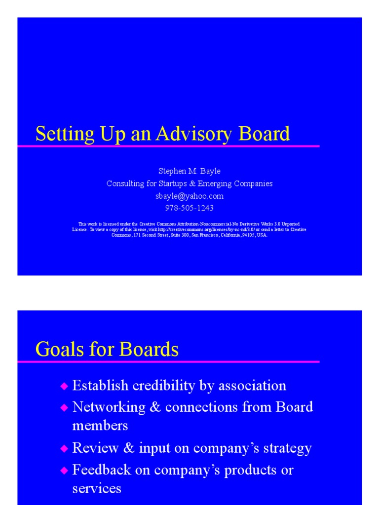 Setting Up an Advisory Board Tech Start Ups Startup Company