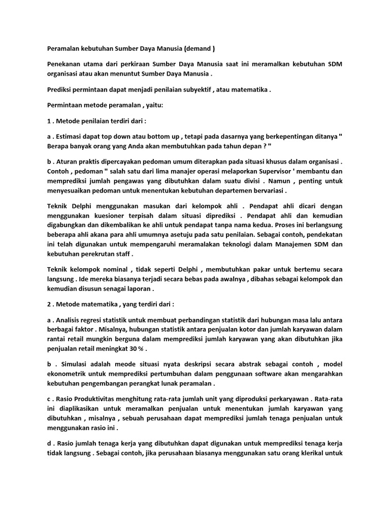 Peramalan Kebutuhan Sumber Daya Manusia