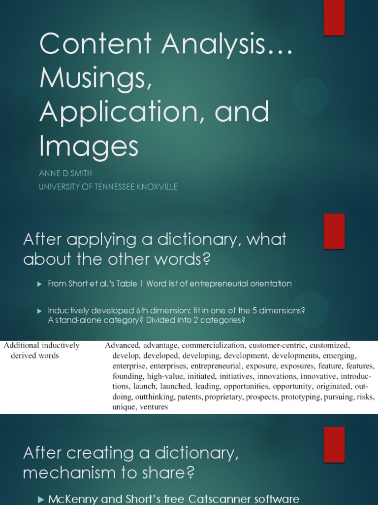 CONTENT ANALYSIS METHOD APPLICATIONS AND ISSUES intelligence overview