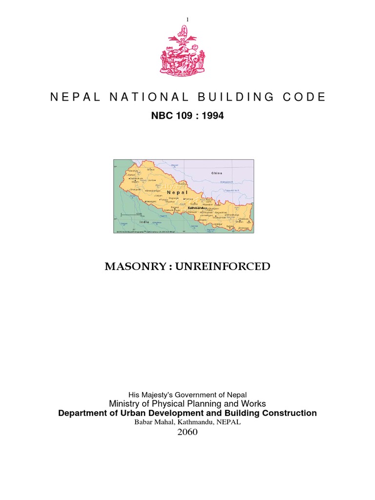 Nepal Building Code NBC 109:1994 | PDF | Masonry | Mortar (Masonry)