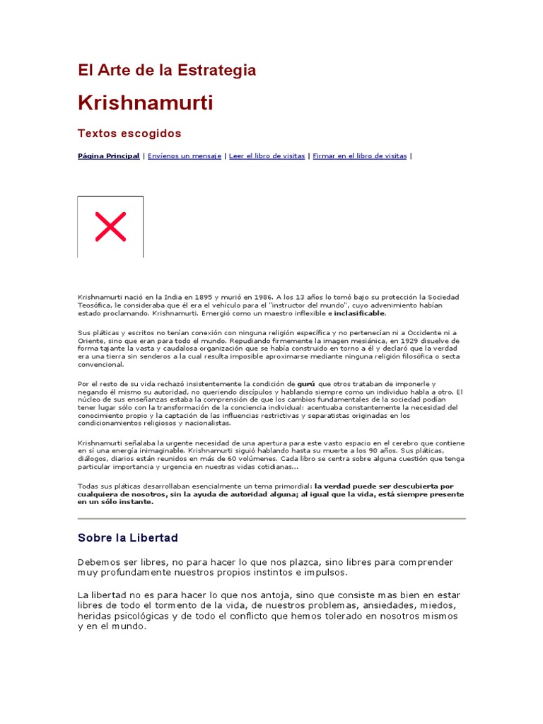 El Arte de la Estrategia de Krishnamurti | PDF | Jiddu Krishnamurti | Amor