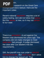 Dear Ms Martin, I Finished My Research On The Great Cars Incorporated (GCI) Lawsuit. Here Are The Important Notes
