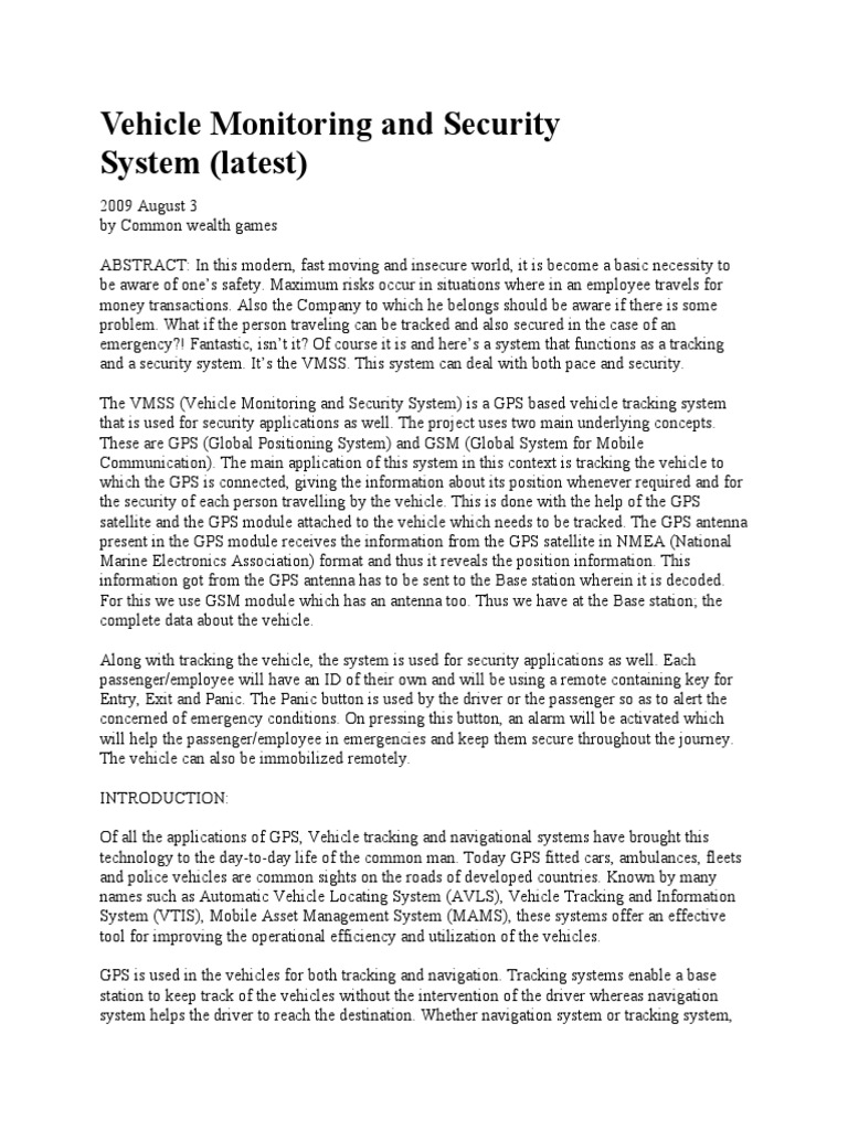 Vehicle Monitoring and Security System (Latest) PDF Global