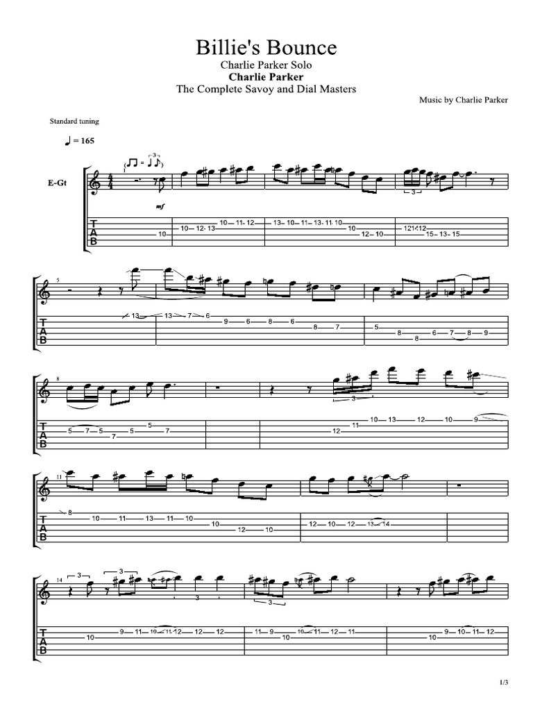 Charlie Parker Billie S Bounce Solo Pdf