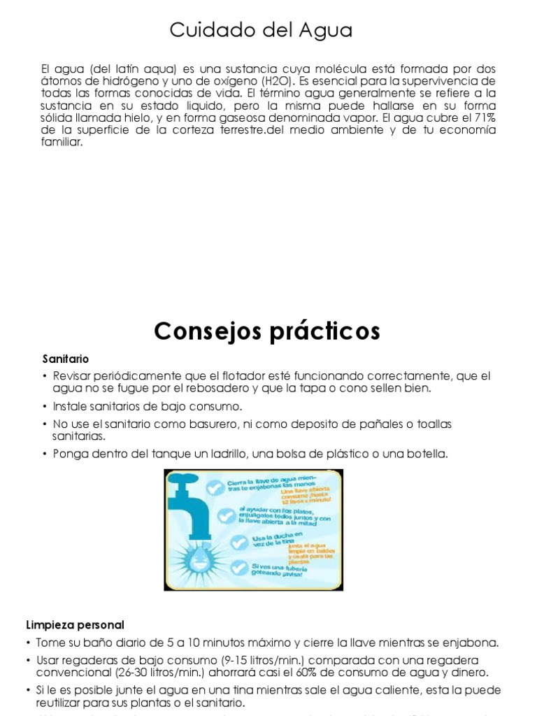Acciones para Cuidar el Agua en Casa | PDF | Hogar, jardinería y ...