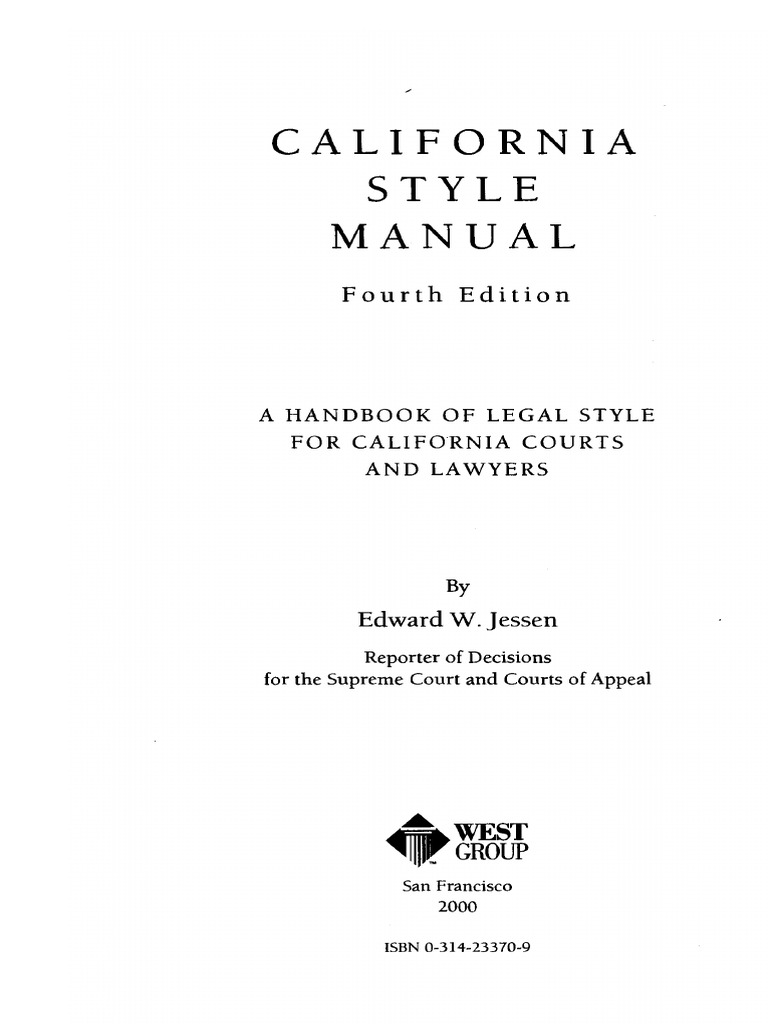 California Style Manual 2000 Jessen | PDF | Case Citation | Comma