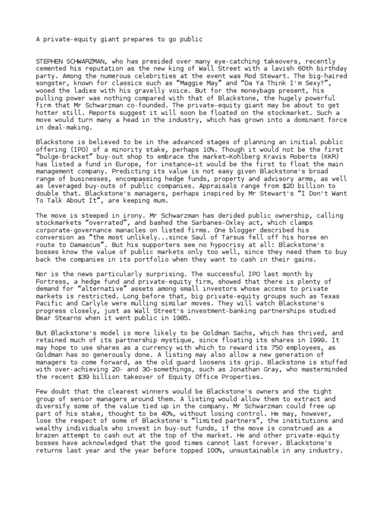 Blackstone | Download Free PDF | The Blackstone Group | Private Equity
