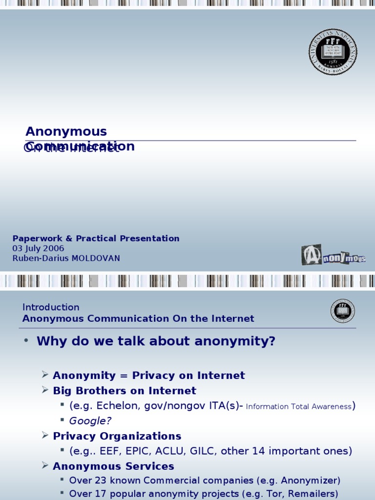 Anonymous Communication On The Internet Download Free Pdf Anonymity
