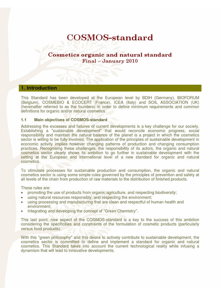 Cosmetics Organic and Natural Standard - 2010 | PDF | Cosmetics ...