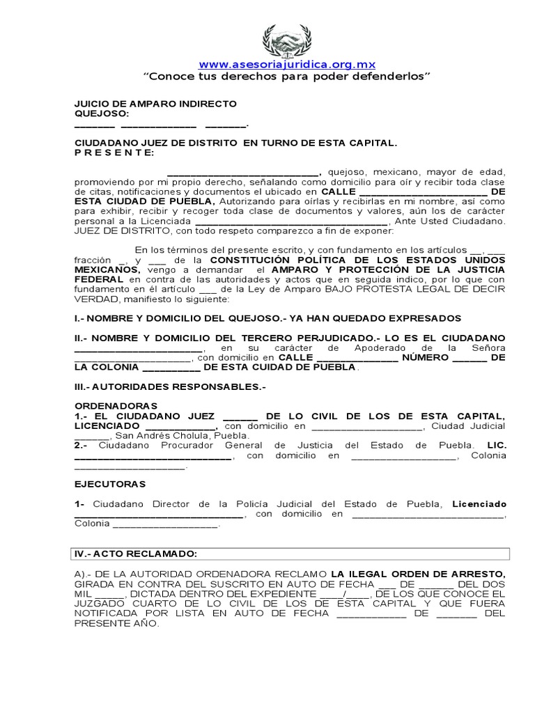 Amparo Indirecto contra Orden de Aprehensión | PDF | Caso de ley ...