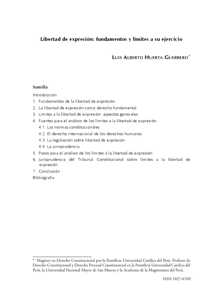 Límites a la libertad de expresión | PDF | Derecho Constitucional ...