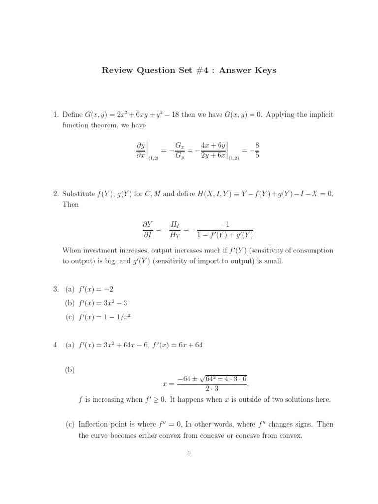 Review Question Set #4: Answer Keys | PDF | Analysis | Economics