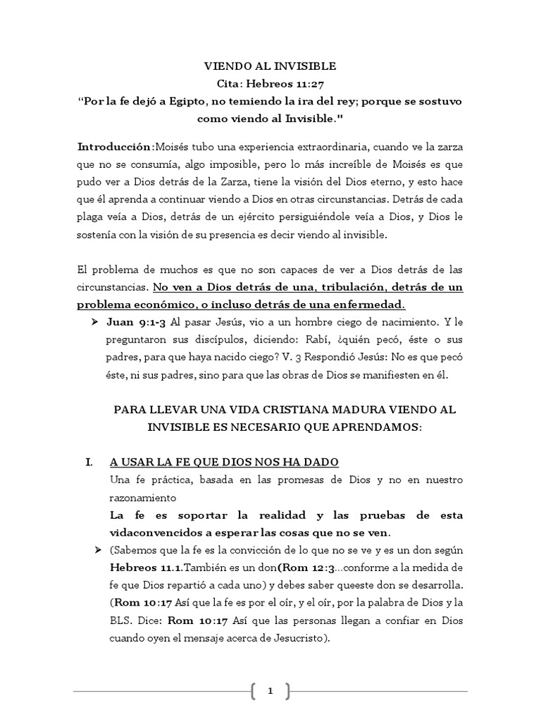 Moisés: Sosteniéndose en lo Invisible | PDF | Fe | Moisés