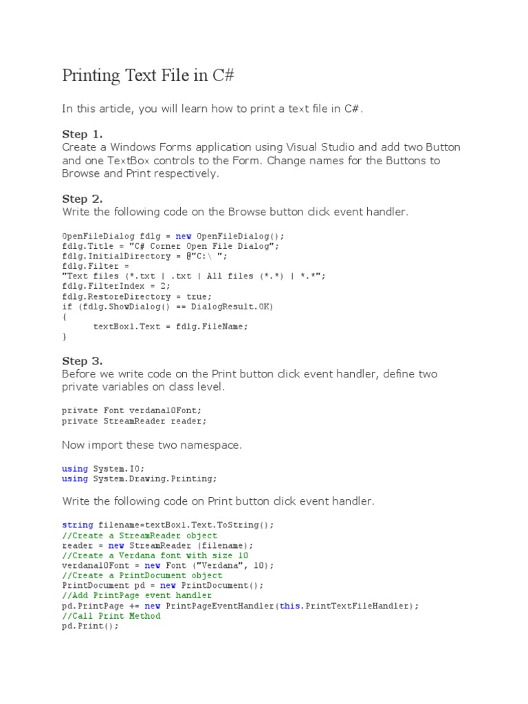 Printing Text File in C | PDF | Filename | Printer (Computing)