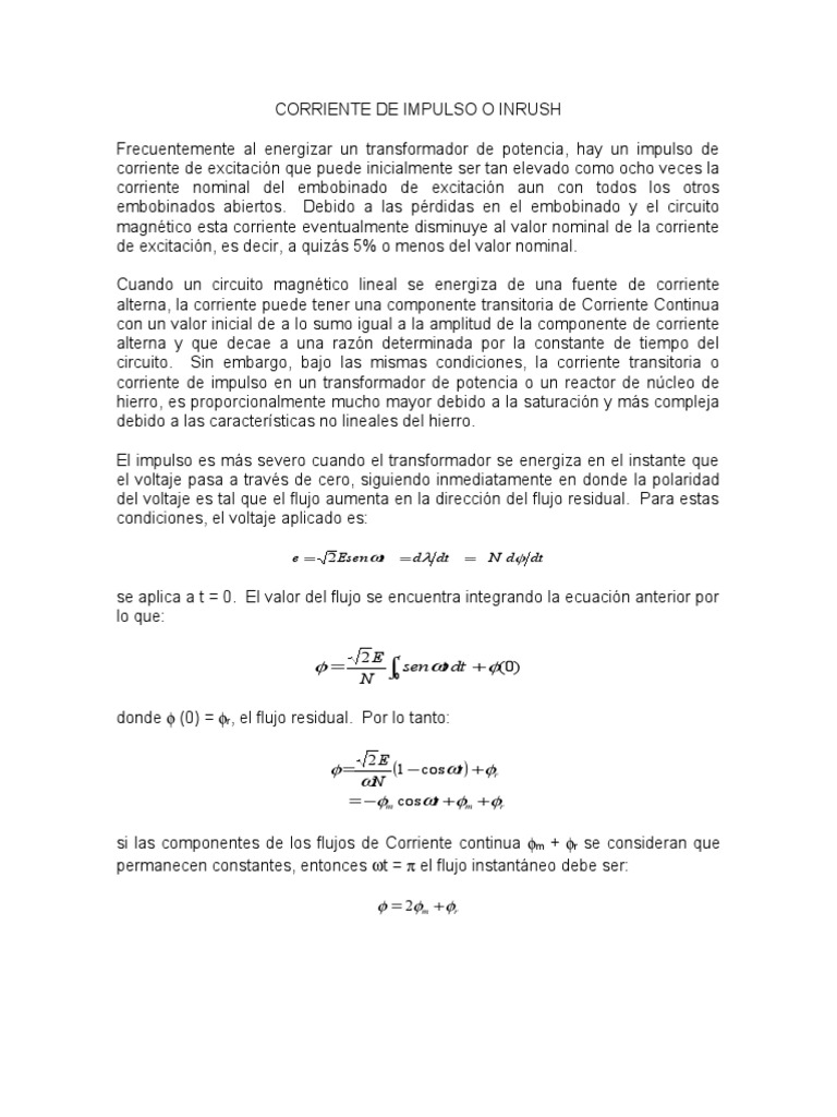 Corriente de Impulso o Inrush | PDF
