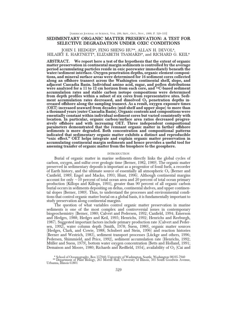 Oxic Degradation and Organic Matter Preservation | PDF | Continental ...