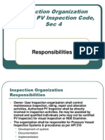 Inspection Organization API 510 PV Inspection Code, Sec 4: Responsibilities