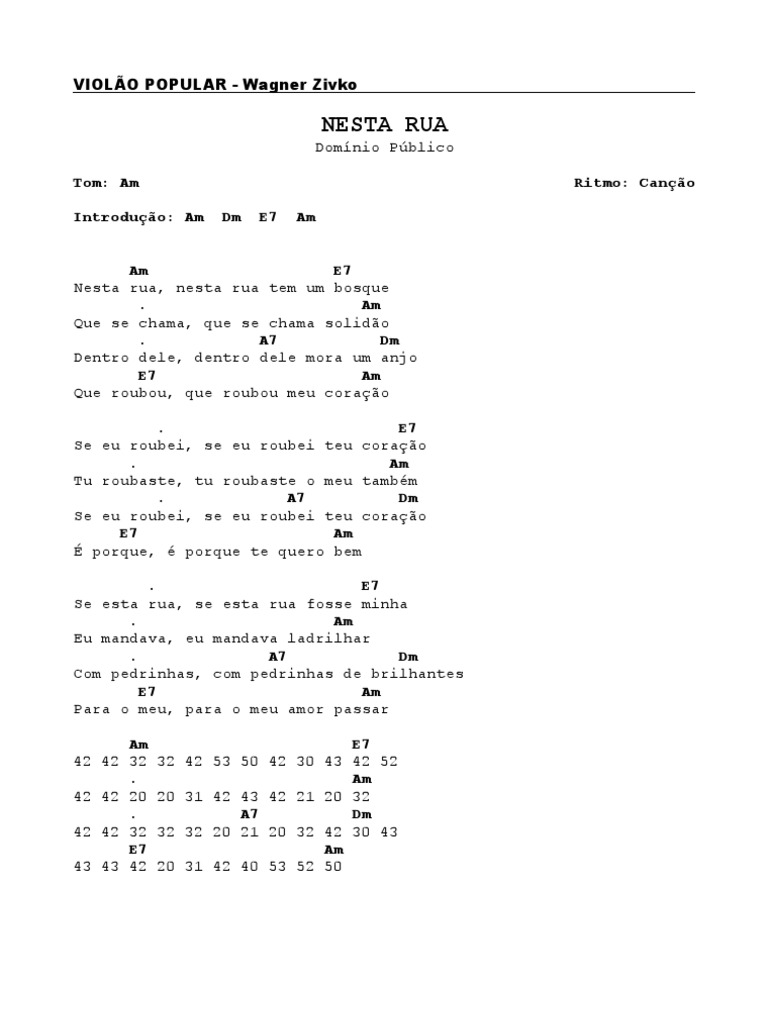 Cifras e Letra: Nesta Rua | PDF