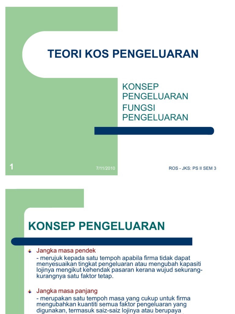 Teori Kos Pengeluaran Pdf
