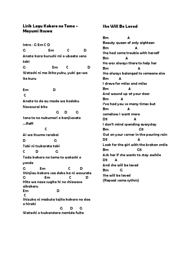 Lirik Lagu Kokoro No Tomo