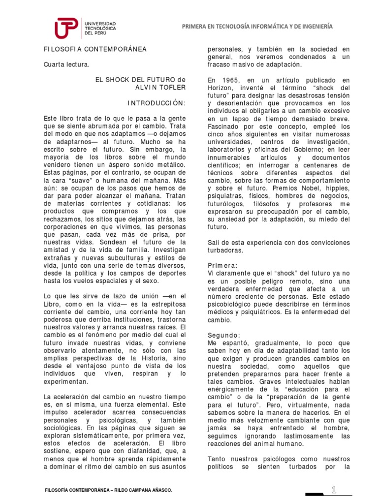Lectura 04 El Shock Del Futuro | PDF | Teoría | Libros