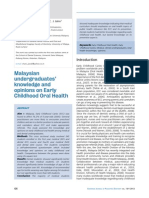 Malaysian undergraduates' knowledge and opinions on Early Childhood Oral Health