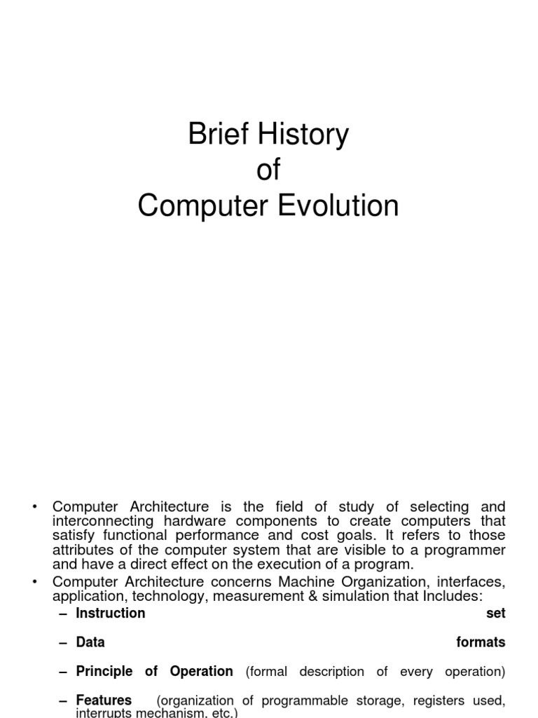 Brief history of computer evolution pdf instruction set computer