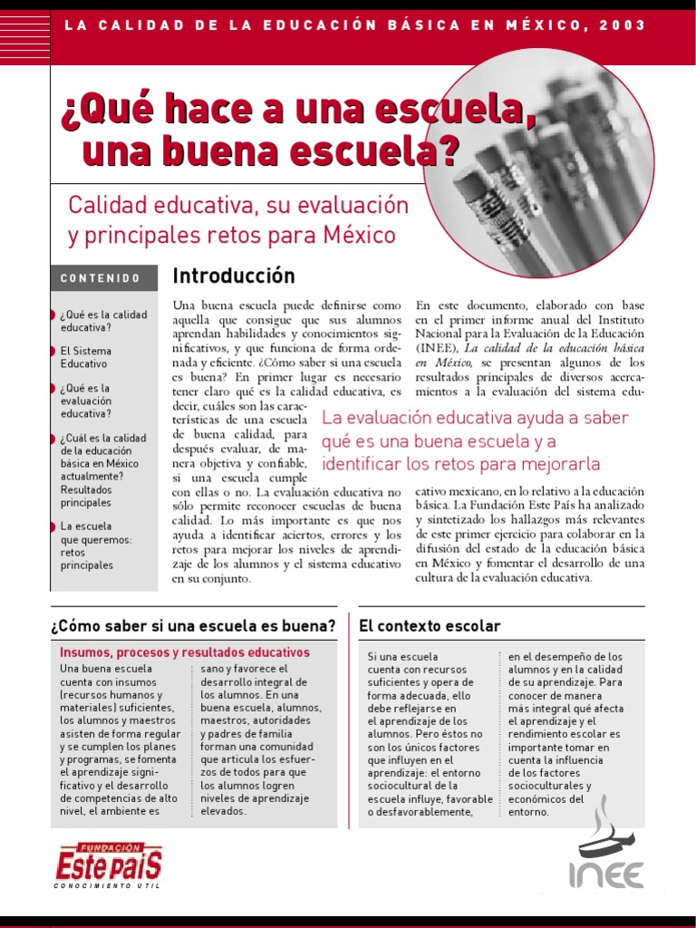 Calidad educativa en escuelas de México | PDF | Programa para la ...