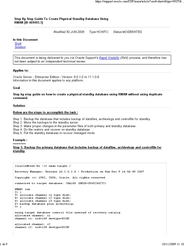 469493.1 - Step by Step Guide To Create Physical Standby Database Using ...