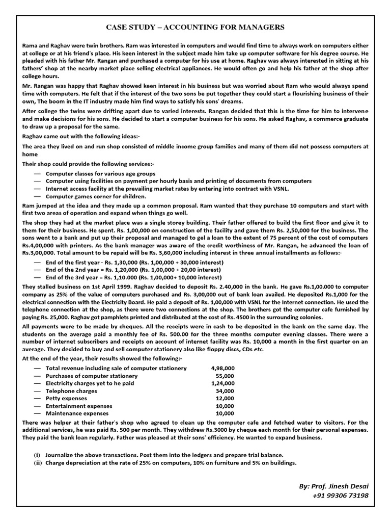 Accounting Case Study for Managers | PDF | Banks | Interest