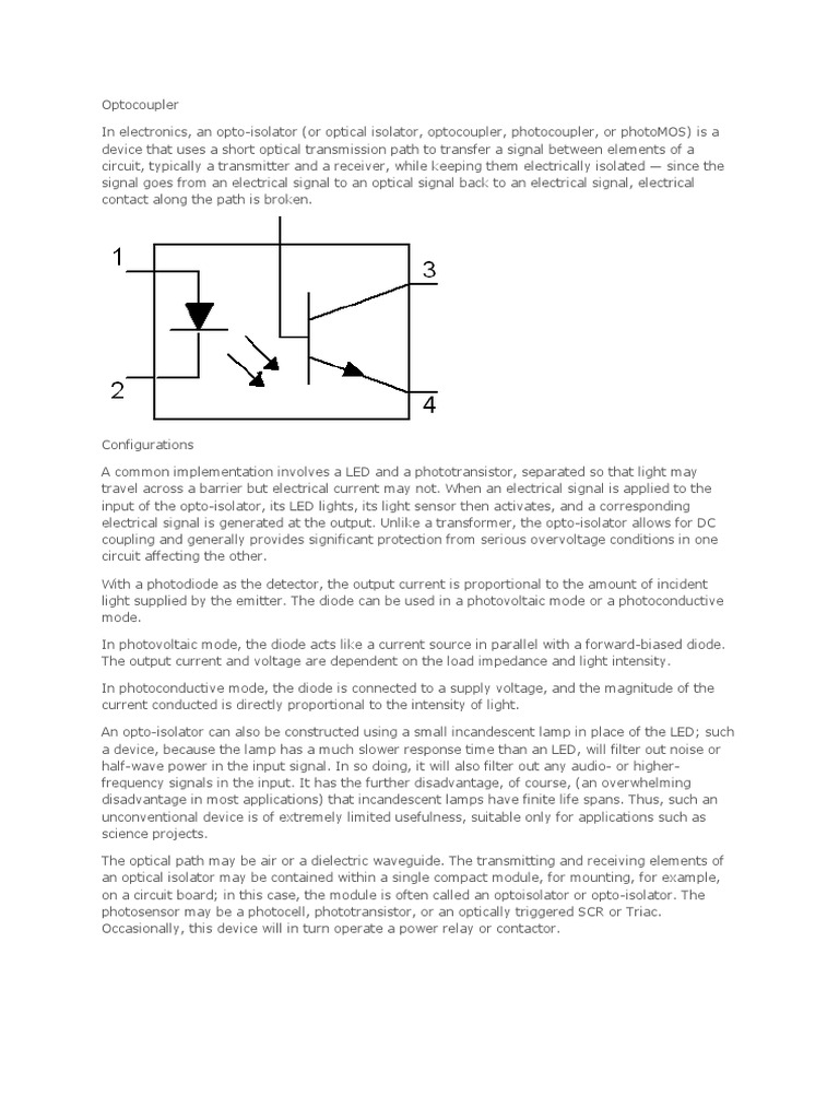 Optocoupler PDF Electrical Engineering Electricity