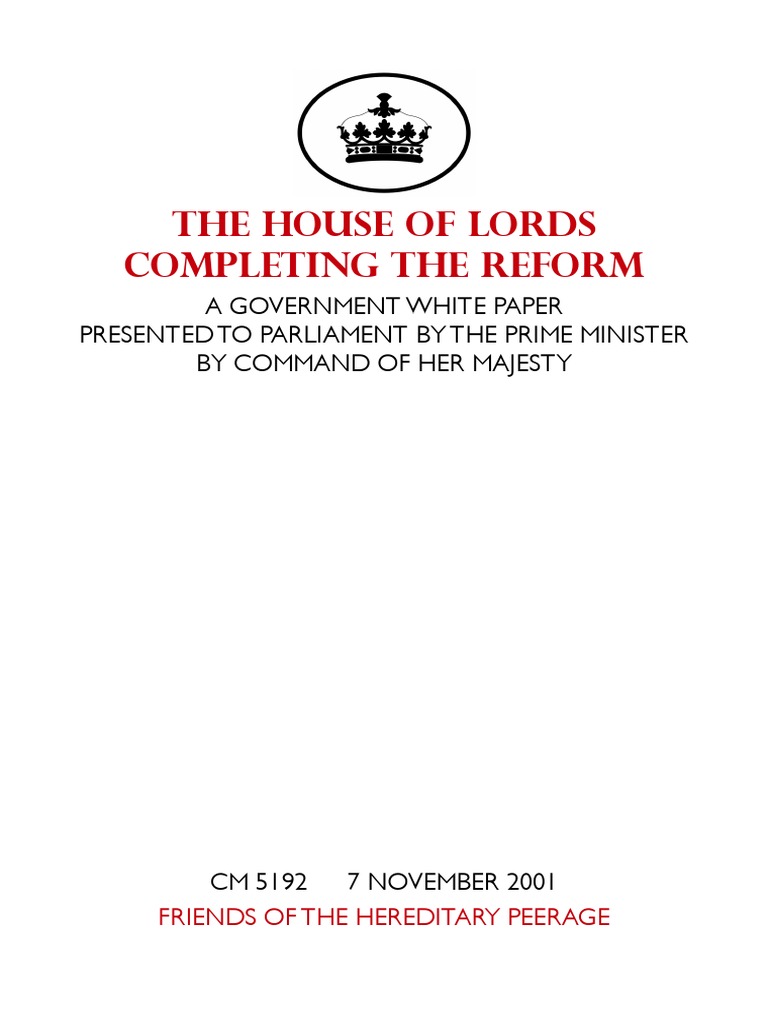 House of Lords, Completing The Reform | PDF | House Of Lords