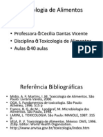 Aula 1 - Toxicologia de Alimentos - Metais em Alimentos