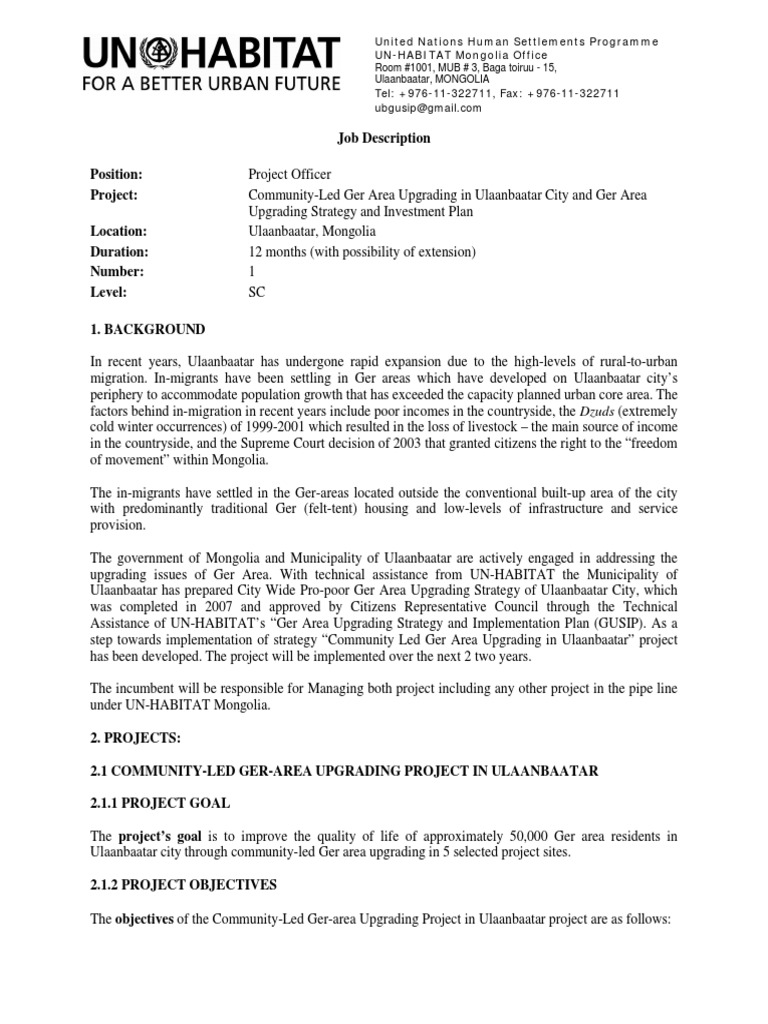 ToR For Project Officer PDF | PDF