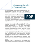 Más de 60 mil empresas formales en la región Piura son Mypes
