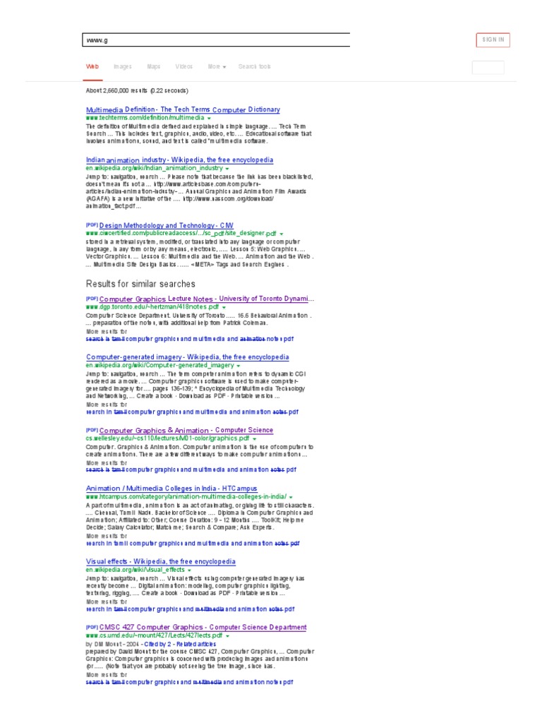 Search In Tamil Computer Graphics And Multimedia And Animation