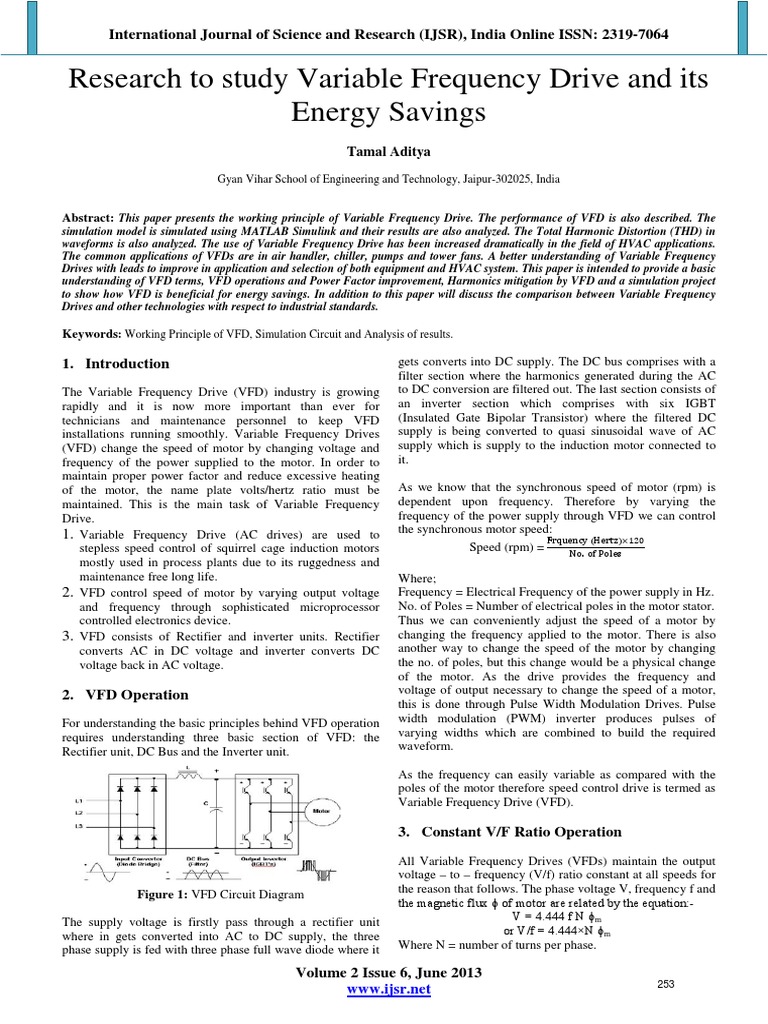 Research To Study Variable Frequency Drive and Its Energy Savings | PDF