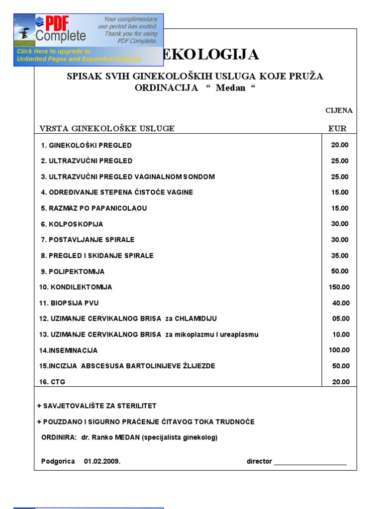 Cjenovnik | PDF