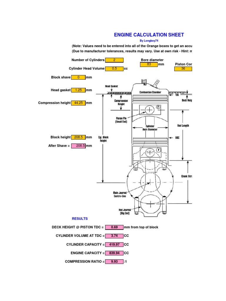 ENGINE CALCULATION SHEET