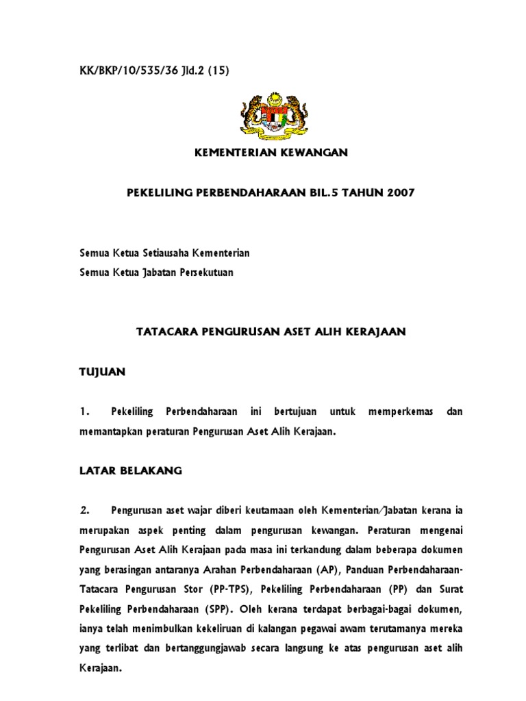 Kepada Para 13.6 Dalam Surat Pekeliling Kementerian Kewangan Bil.8 2013