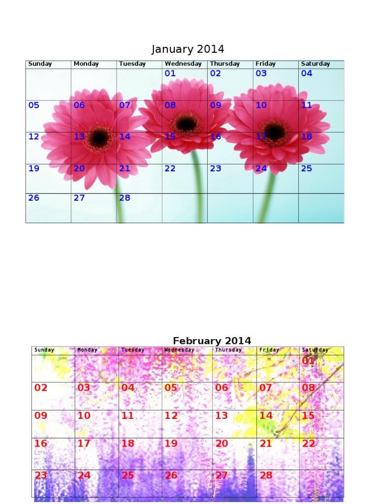 January-February 2014 Calendar | PDF