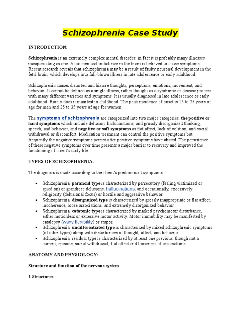 case study schizophrenia diagnosis