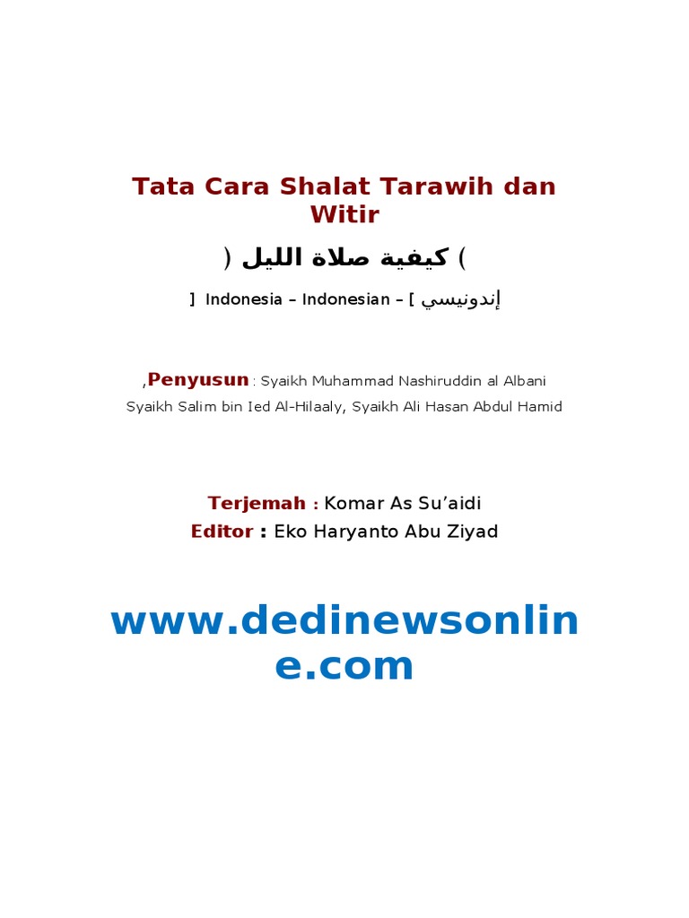 Tata Cara Shalat Witir 3 Rakaat 1 Salam - Menata Rapi