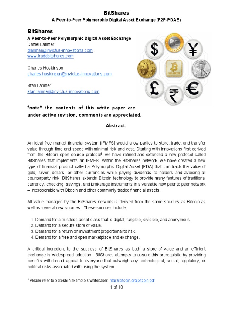 BitShares White Paper | PDF | Short (Finance) | Blockchain (Database)