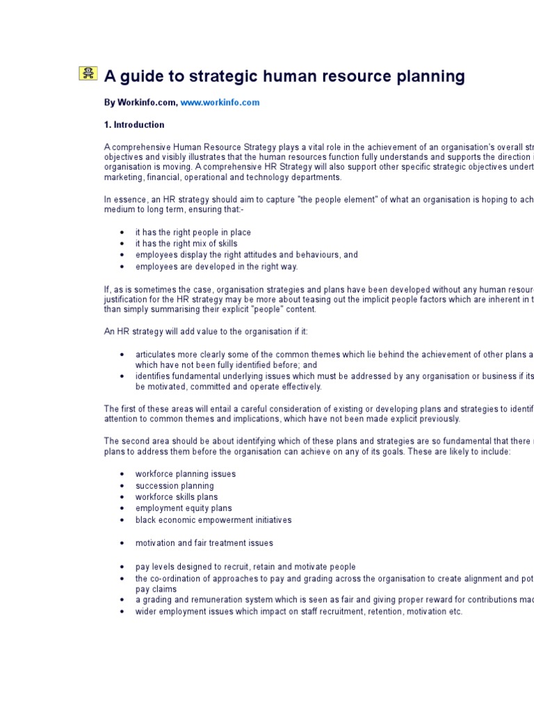 A Guide To Strategic Human Resource Planning PDF Human Resources